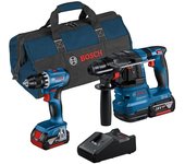 Bosch Professional set de GSR 18V-45 + GBH 18V-22 (incl. 2 baterías de 4,0 Ah, cargador GAL 18V-40, en bolsa de herramientas)
