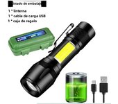 Mini LED Flashlight COB+XPE Portable Torch USB Charging Camping Lantern Zoomable Focus Light Tactical Flashlight with Pen Clip