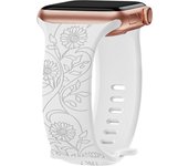 Floral Engraved Strap For Apple Watch Band 40mm 44mm 41mm 49mm 45mm 38mm 42mm silicone bracelet iwatch series 9 7 se 6 8 ultra 2