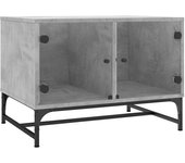 vidaXL Mesa de centro con puertas de vidrio 68,5x50x50 cm Blanco, Negro, Roble Sonoma Mesita de Salón o Comedor o Auxiliar Mesa de Café Meuble Salón