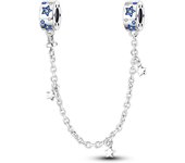Real 925 Sterling Silver Stars & Moon Sunflower Safety Chains Spacer Beads Charms Fit Pandora 925 Original Bracelets DIY Jewelry