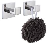 Ganchos para toallas, percheros, percheros, acero inoxidable, para baño, perchero, gancho de pared, soporte de pared, cepillado, cuadrado, para baño, cocina, cromo pulido, 2 unidades