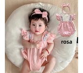 Baby Girls Sleeveless Embroidery Rose Sweet Pink Romper + Headband Suit Newborn Onesies Jumpsuit Summer Baby Clothes Set