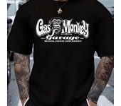 Men's 100_ cotton summer loose size Gas Monkey Creative pattern print slim fit casual sports round neck short sleeved T-shirt