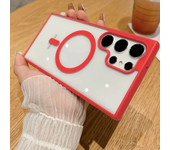 Frosted Frame Magnetic Magsafe Cases For Samsung Galaxy S24 S23 S22 Ultra Plus Wireless Charging Acrylic Bumper Cell Phone Cover
