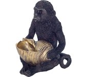 CAPRILO REGALOS & DECORACIÓN Figura Decorativa Clásica de Resina "Mono con Caracola". Adornos y Esculturas. Animales. Decoración Hogar. Regalos Originales. 14,50 x 14 x 16,50 cm