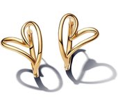 Pendientes de aro Pandora Essence 263807C00 con forma de corazón orgánico, de plata de ley con baño de oro, 24,5 x 25,9 x 19,7 mm, sin gemas，Incluye Caja Original