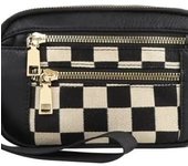 Carteras de mano a cuadros para mujer - Cartera de cuero con tarjetero para teléfono (marrón)