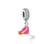 NEW Europeans Pink Original Charms Love Potion Murano Glass Heart Dangle Bead Fit 925 Sterling Silver Bracelet DIY Women Jewelry
