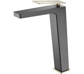 Imex Suecia BDC032-3NGOLD grifo de lavabo monomando caño alto negro mate y oro