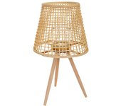 Farol Portavelasde Bambu Y Ratan Marron 36x36x64cm, El mejor complemento para tu hogar