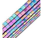 JHNBY Blue,Gold Color,Purple Square Shape Hematite 2/3/4/6MM Natural Stone Spacer Loose Beads For Jewelry Making DIY Accessories