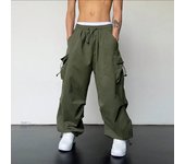 Men's Casual Cargo Pants Fashion Streetwear Classic Man Straight Wide-leg Pants Drawstring Workwear Trendy Loose Cargo Trousers