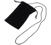 DFV mobile - Funda de Tela Paño Suave con Colgante de Cuello y Cierre por Lazo para AGM A10 (2020) - Negra