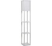 HOMCOM Lámpara de Pie de Madera con 3 Estantes de Almacenaje para Bombilla E27 Potencia Máx. 40W Lámpara Moderna para Salón Dormitorio 26x26x160 cm