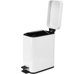 Cubo de Basura Rectangular, con Pedal de Paso, 5 Litros Cubo de Basura de Baño de Acero Inoxidable Blanco Cubo de Basura Pequeño con Tapa Cubo de Basura de Oficina Cubo de Basura Pequeño con Tapa Pape