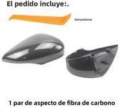 2x Printed Carbon fiber Glossy Black Replacement Rearview Side Mirror Covers Cap For Ford Fiesta MK7 2008-2019