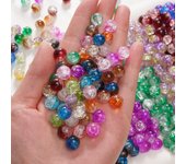 30/50/60/100pcs 8/10mm Glass Floral Beads Round Loose Beads for Necklace Bracelet Earrings DIY Jewelry Making Accessories Suppli