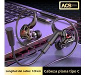 90°Elbow Gaming Headphones Wired Earphone Metal HiFi Bass Stereo 3.5mm Type-c Earphone Earbud For Phone Computer Universal Mic