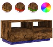 vidaXL Mesa de centro con luces LED 90x49x40 cm Blanco, Negro, Roble Sonoma Mesita de Salón o Comedor o Auxiliar Mesa de Café Meuble Salón