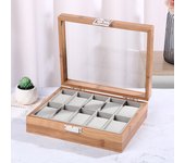3/6/10/12Slots Bammboo Wooden Watch Collection Box Case Wrist Watch Storage Case with Glass Top Slot Men Bracket Display Box