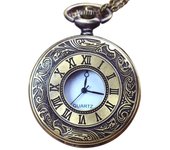 Steampunk Vintage Style Quartz Pocket Watches with Necklace Chain for Women Men