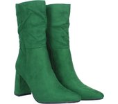 Davinia Shoes Bota de tacon con estampado liso y cierre de cremallera, punta fina. Temporada otoño invierno 2023 Shoes&Blues.es 2Z-2104-Verde
