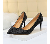 Women 7cm 9.5cm High Heels Pumps Wedding Scarpins Sparkly Mid Low Heels Lady Party Sequins Glitter Evening Gold Silver Red Shoes