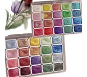 Kolorful - Acuarela en polvo con pigmento de perla mineral, juego de pintura de acuarela con desplazamiento forestal, pintura de acuarela iridiscente, acuarelas Gogodusk, juego de pintura de acuarela de 20 colores metálicos, lavable (mezcla)