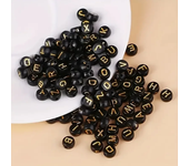 100-500PCS Acrylic Black Gold Color A-Z 26 Letter Beads Round Shape Alphabe Beads for Jewelry Making DIY Bracelet Accessories