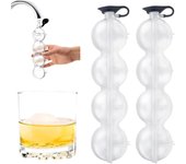 Molde para hacer bolas de hielo de 4 agujeros, 4 piezas redondas transparentes con tapas para los agujeros (2025), diseño a prueba de fugas, liberación rápida para whisky, cócteles y jugos. Bolas de hielo de 6 cm de diámetro (2 unidades).