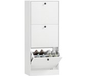 HOMCOM Zapatero Estrecho con 3 Puertas Abatibles Zapatero Entrada Recibidor con Estantes Ajustables para 12 Pares de Zapatos para Pasillo Espacios Reducidos 47x28x115 cm Blanco Veteado