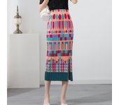 Women's Summer Floral Print Beach Skirt with High Waist, Elastic Waistband, Pleats and Side Split, Perfect for Vacation and, Str
