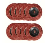 10-Pack 4-Inch Flap Discs, Polyresin Material, 60 Grit Coated Emery Grinding Wheel, Cloth Backing for Metal Rust Removal