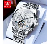 OLEVS 9965 Mens Watch Classic Hollow Out Automatic Mechanical Watch Original Movement Waterproof Luminous Calendar Year Moon