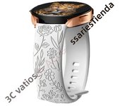 18mm 20mm 22mm Rose engrave Band for Samsung Galaxy Watch 7654 40mm 44mm Gear S3 Silicone Cute Strap Classic 43mm 45mm Active 2