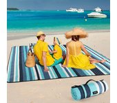 Mantas de picnic, de Playa Manta, 80 ''x 80'', extragrande, Gruesa, 3 Capas, Hardy a la arena, lavable a Máquina, impermeable, plegable, de gran tamaño, para Exterior, para acampar, Parque, Viajes, céped (Rayas azules y Blanca)