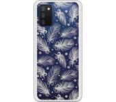Funda compatible con Samsung Galaxy A03s - Patron plumas blancas