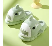 Pantuflas de algodón de tiburón de suela gruesa de invierno para mujer, pantuflas de algodón para padres e hijos, pantuflas de algodón cálidas de felpa antideslizantes para interiores para el hogar