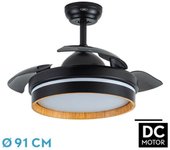 dc nalon fan 48w black/dark wood 3 blades 91d 4800lm 300045006000k remote+memory+timer