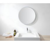 Vente-unique - Espejo de baño redondo con luz LED antivaho - D80 cm - DANIELA