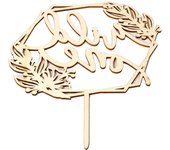 Adorno para tarta de boda con palabras de madera Wild One, tarjeta de inserción con patrón tallado