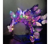 Glowing LED Light up Butterfly Fascinator Headband Bohemian Hair Band Hoops Colorful Headpiece for Party Wedding Christmas