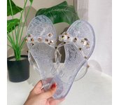 rivet flip-flops rivet jelly thong sandals with bow summer bow flat beach rain boots
