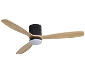 NARVI Ventilador de techo Negro, con 3 Palas de Madera color Haya, Motor DC, Regulable y Memoria, con Mando. REF. 630