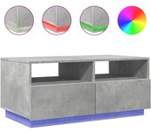 vidaXL Mesa de centro con luces LED 90x49x40 cm Blanco, Negro, Roble Sonoma Mesita de Salón o Comedor o Auxiliar Mesa de Café Meuble Salón