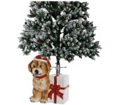 Base Arbol Magnesia 33,5X33X43 Perro Marron, Decoracióna de navidad para todos los hogares, Navidad Tradicional Xmas