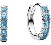 Pandora Timeless 293849C01 - Pendientes Huggie de plata de ley con circonitas, color azul claro, 11,8x10,82,2 mm, Plata de ley, Sin piedra preciosa，Incluye Caja Original