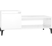 vidaXL Mesa de centro madera contrachapada 100x50x45 cm Blanco brillante, Blanco, Negro Mesita de Salón o Comedor o Auxiliar Mesa de Café Meuble Salón
