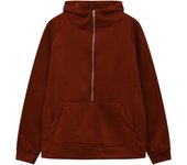 Half Zipper Hooded Short Plush Sweater Casual Sports Sweater New Fashion Autumn Winter 2024